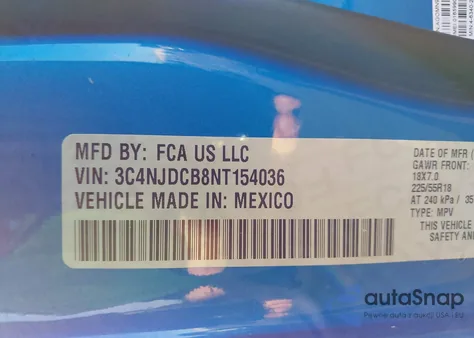 2022 Jeep Compass Limited 4X4 from USA, damaged, VIN 3C4NJDCB8NT154036